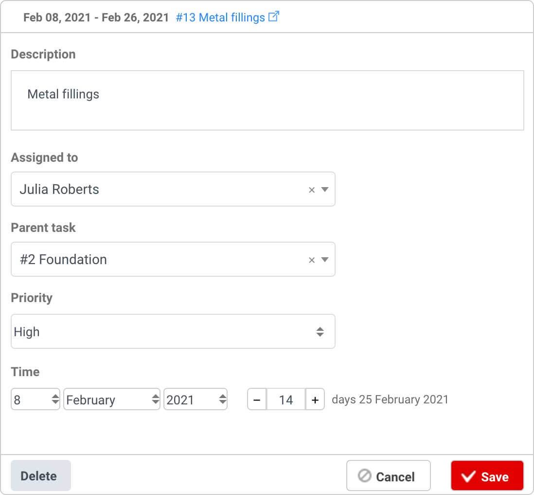 Gantt Tasks Detail