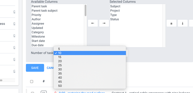 Redmine my page Redmine my page